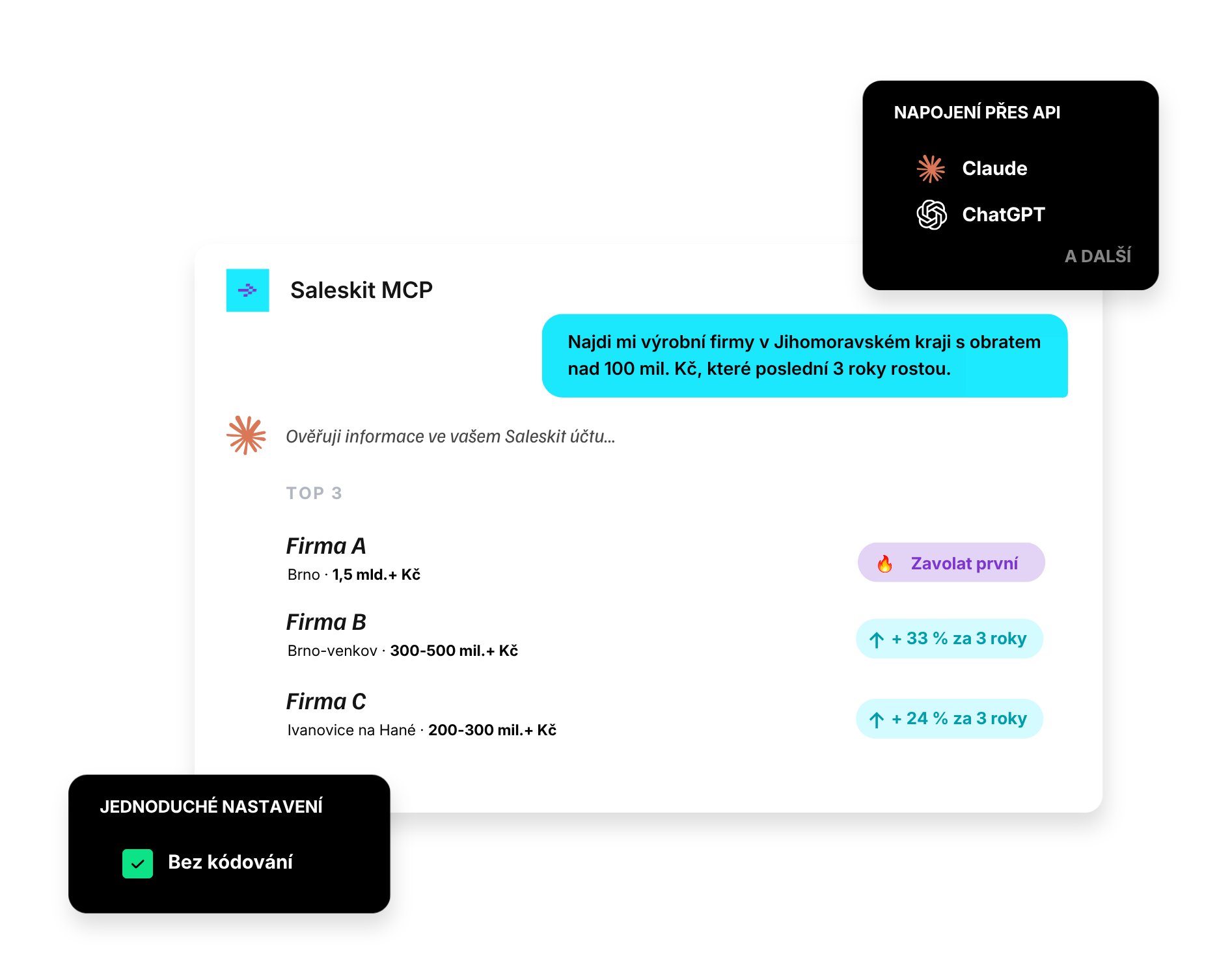 Ukázka ovládání Saleskitu přes MCP konektor v Claude Ukázka ovládání Saleskitu přes MCP konektor v Claude